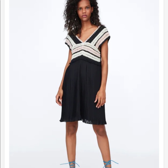 Zara Crochet Trim Black Dress - Picture 1 of 12